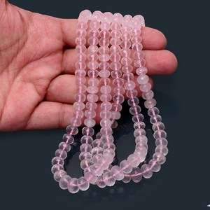 AAA+ Quartz 6mm-11mm Faceted Rondelle Beads Natural <b>Pink</b> Africa Rose Quartz Semiprecious Gemstone Loose Beads For Jewelry Making - Product Image 3