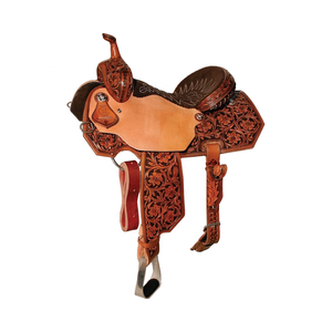 Selle occidentale en cuir véritable de qualité supérieure caractéristique durable pour les courses de chevaux inde produits de cheval anglais tambour de teinture - Product Image 1