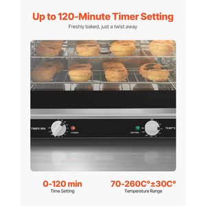 Forno da Banco Commerciale 66L a 4 Ripiani, 2800W, Elettrico per Cottura, con Porta in Vetro Temperato, Griglie in Rete, Vassoio a Clip, Spina USA e AU - Product Image 5