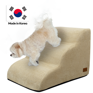 [AllmioPet] Escalier pour animaux de compagnie en tissu beige nuage, 3 marches, AMP 3 BE, marches pour chiens et chats pour l'accès aux meubles et la protection des articulations - Product Image 1