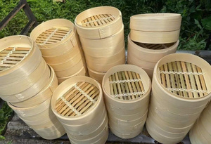 Cuiseur vapeur rond en bambou pour la cuisine, idéal pour les raviolis et la présentation - Product Image 5