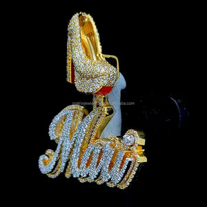 จี้ตัวอักษรมอสซาไนต์ เงินแท้ 925 แบบสั่งทำพิเศษ ประดับเพชร VVS สไตล์ฮิปฮอปสำหรับผู้หญิง จี้มอสซาไนต์แบบสั่งทำพิเศษ - Product Image 4