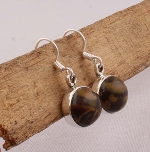 Natural Jasper <b>Solid</b> 925 Sterling <b>Silver</b> Handmade Vintage Luxury Drop <b>Earrings</b> for Wedding Anniversary Gift Party - Product Image 3