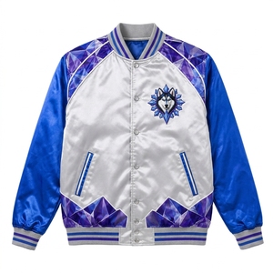Custom Satin Varsity Bomber for Men Women with Personalized Chest Logo Sleeve <b>Patches</b> and <b>Back</b> Embroidery OEM Supplier - Product Image 2
