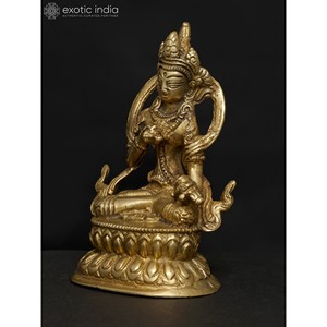 Sculpture en laiton faite à la main de 4 pouces de la divinité bouddhiste tibétaine Vajrasattva Petite statue pour la maison et le temple Fabriqué en Inde - Product Image 3