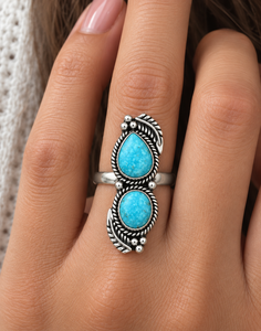 Kingman Mohave <b>Turquoise</b> Silver <b>Ring</b> Western Boho Statement Gemstone <b>Ring</b> Southwestern Jewelry Fashion <b>Ring</b> for Women - Product Image 5