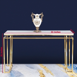 Mesa consola de diseño clásico con detalles de latón con pátina de bronce, mueble de pasillo de diseño contemporáneo. - Product Image 2