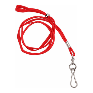 Lanière en polyester rouge de 90 cm avec boucle et crochet en plastique pour cartes d'identité, badges et porte-clés - Product Image 1