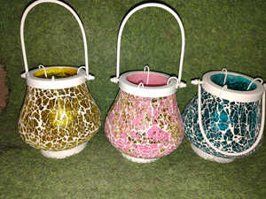 Bougie de table de couleur en verre mosaïque Ensemble de bougeoirs ronds en métal pour la décoration de la maison et du jardin du fournisseur indien - Product Image 5