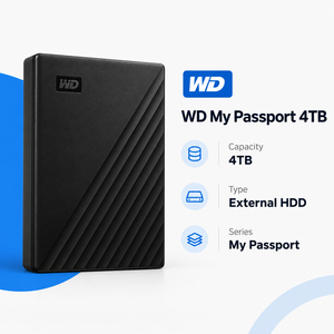   ฮาร์ดดิสก์ภายนอกแบบพกพา My Passport 4TB ขนาด 3.5 นิ้ว สำหรับสำรองข้อมูลเดสก์ท็อป - Product Image 1