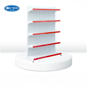 Estantería Góndola Perforada de Una Cara de 5 Niveles Directa de Fábrica One Tech, con Panel Perforado con Recubrimiento en Polvo, Antioxidante y Antideslizante para Supermercados y Comercios Minoristas - Product Image 1