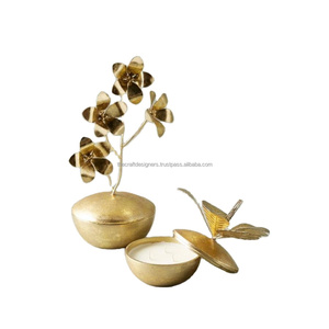 Pots à bougies Readymade les plus tendances plaqué or dernier conteneur de cire de pomme et de poire pots à bougies de luxe pour la décoration de table - Product Image 2