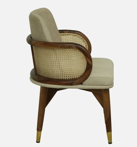 Modern Solid Wood <b>Dining</b> <b>Chair</b> Upholstered with Velvet Seat Cane Back Midcentury Design Home Furniture - Product Image 3
