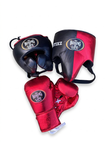 Complete Protective <b>Boxing</b> Training Gear with Head Guard Groin Guard and Lace Up Gloves - Product Image 1