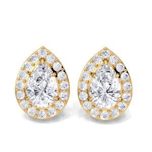IGI Certified Lab Grown Diamond Pear Cut Halo Stud <b>Earrings</b> 9KT Yellow / White / Rose Gold Teardrop Diamond Studs - Product Image 5