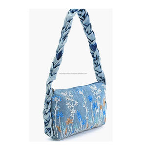 Bolso de mano de mensajero de lona de estilo bohemio elegante indio para mujer, bolso de hombro bohemio hecho a mano con cuentas para fiesta de compras de noche - Product Image 5