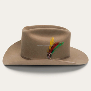 Sombrero de vaquero clásico, fieltro de lana hecho a mano, estilo ranchero occidental, cómodo, duradero, tocado de moda para exteriores - Product Image 2