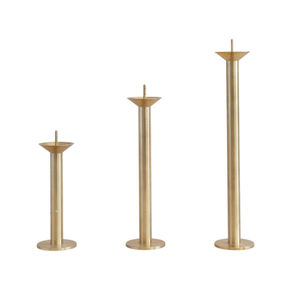 Juego de 3 candelabros de latón de alta calidad con base redonda para decoración del hogar a precio competitivo. - Product Image 5