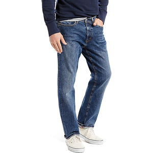 Spring Autumn <b>Men's</b> Lightweight Mid <b>Drawstring</b> Closure Breathable Dark Wash 100% Cotton <b>Jeans</b> Regular Fit Straight Leg Formal - Product Image 5