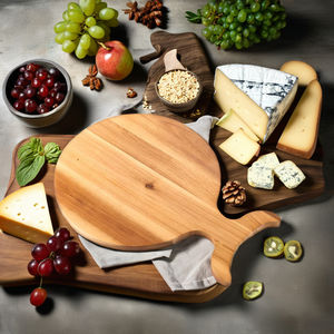 Planche à découper manuelle en bois d'acacia écologique Kwang Hsieh avec poignée, qualité alimentaire, pour viande, fromage, pain, charcuterie, fêtes - Product Image 1