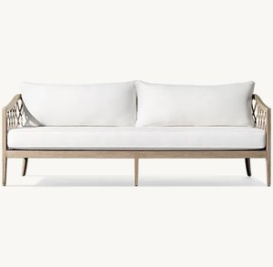 Zmax Gỗ Tếch hiện đại 2 chỗ ngồi sofa với lưới dệt Thiết kế & đệm không thấm nước thanh lịch & đường cong ấn tượng - Product Image 4