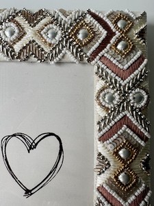 Handcrafted photo <b>frame</b> – bead <b>embroidery</b>, 4x6 inch, boho chic, ethnic style, unique decor, handmade gift, home accent - Product Image 5