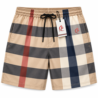 Shorts de bain respirants en toile unie pour hommes, shorts de plage décontractés, service OEM, 100 % polyester avec cordon de serrage