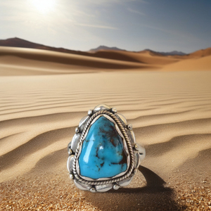 Anillos de Plata de Ley 925 con Turquesa, Estilo Étnico Artístico, Pulidos, Bisutería al por Mayor, Eternidad Vermeil - Product Image 3