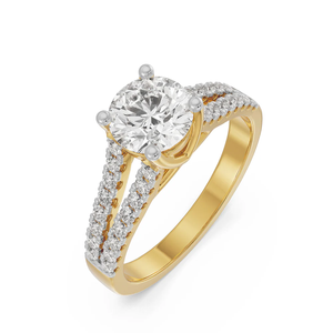 1.80 CTW Round Cut Lab Grown Diamond Engagement <b>Ring</b> <b>Split</b> Shank Band IGI Certified 14K Solid Gold Bridal <b>Ring</b> for Women - Product Image 1
