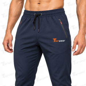 Pantalones jogger para hombre, color azul marino, cintura elástica con cordón y bolsillos, estilo casual para otoño, en venta. - Product Image 5