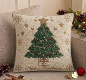 Cheap Decorative Beaded Embroidery Cushion for Sofa, Chair, Bed and Bohemian Home Styling with Artistic Handcrafted Details - Product Image 2