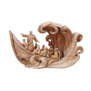 Escultura Artesanal de Jesús y los Discípulos en la Barca, Barco de Noé, Decoración Religiosa de Madera Hecha a Mano para el Hogar, Artesanía Cristiana con Grabados - Product Image 5