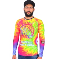 Personnalisez votre propre logo sur un t-shirt de compression à manches longues pour MMA et BJJ, sublimé, UPF50+, en spandex/polyester, unisexe