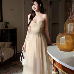 Robe longue élégante et sexy à manches courtes pour femme, lavable, design simple, alliant parfaitement élégance, confort, décontracté et formel - Product Image 6