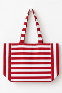 Bolsa de Lona a Rayas Blancas y Moradas, de Gran Capacidad, con Parte Superior Abierta, para Compras, Playa y Viajes - Product Image 6