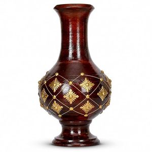 Rustic Wooden Flower <b>Vase</b> Brass Decorative <b>Vase</b> Handmade Sheeshamwood Tabletop Decor for Home Office - Product Image 4
