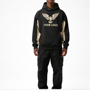 Conjunto de Sudadera con Capucha Oversize y Pantalones Cargo Jogger para Hombre, de Algodón Grueso y Felpa, Estilo Urbano, 2026 - Product Image 2