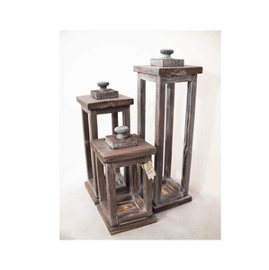 Farol de Madera con Paneles de Vidrio y Asa de Cuerda, Portavelas Vintage para Decoración de Bodas y Jardines - Product Image 5