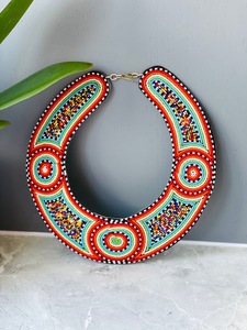 CRYSTAL CRAFT Modern Style Handmade Multi-Color Glass Beaded Embroidery Necklace Trendy Fashion Accessory for Girls - Product Image 6