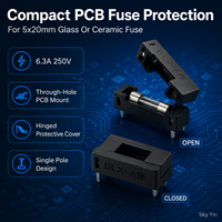 Support de fusible PCB BLX-A 5x20mm avec couvercle articulé 6.3A 250V, montage traversant pour fusible en verre ou en céramique