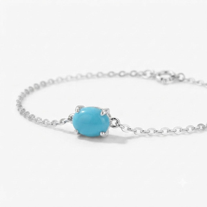 Pulsera de Plata de Ley Rhodia Rhaya Jewels con Eslabones Geométricos de Turquesa y Engaste de Puntas para Mujer - Product Image 2