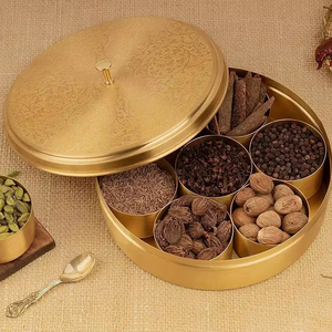 Best Quality Metal <b>Masala</b> <b>Box</b> Decorative Lid Handmade Kitchen Spice Storage Organizer High Quality Container for Home Use - Product Image 1