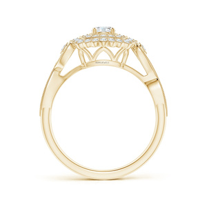 Anillo de Compromiso de Lujo con Diamante Cultivado en Laboratorio, Corte Redondo, Halo Floral, Oro 10K 14K 18K, Plata 925 935 - Product Image 4