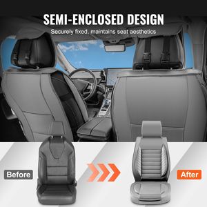 Coprisedili universali 2 pezzi in finta pelle Semi-chiusa con Design Airbag per poggiatesta rimovibile compatibile per la maggior parte delle auto suv - Product Image 3