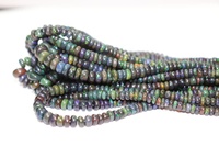 Perles d'opale noire naturelle éthiopienne, brins de perles rondes simples de 4-5 mm, hauteur 6 mm, longueur 16 pouces, poids personnalisable