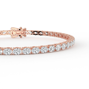 Pulsera de tenis POOJA DIAMOND con diamantes de corte ovalado delicado, oro de 14k y 18k, lujo clásico, con engaste de puntas laterales, certificado IGI - Product Image 4