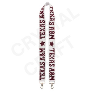 CRYSTAL CRAFT Sangle en sangle tissée ornée de perles de verre violettes avec texte en relief jaune 'CALLIN'BATON ROUGE' Accessoire vintage écologique - Product Image 4