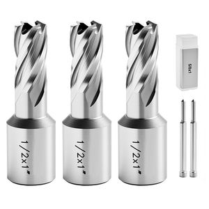 Set di 5 frese anulari per trapani magnetici con codolo Weldon da 1/2 a 1 pollice, profondità di taglio 3-12 mm, in acciaio HSS - Product Image 1