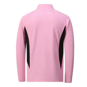 Combinaison d'échauffement rose et noire, coupe ajustée, fermeture éclair quart de tour, respirante, uniforme d'entraînement de football pour hommes/adultes - Product Image 4
