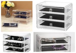2025 Petite boîte à cosmétiques en acrylique moderne élégante à 3 tiroirs pour le rangement du maquillage et des bijoux - Product Image 3
